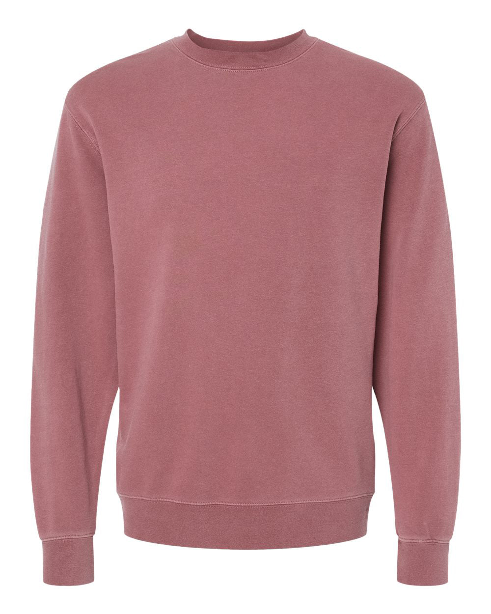Independent Trading Company 9oz. Unisex Midweight Pigment Dye Crew in Maroon — front view