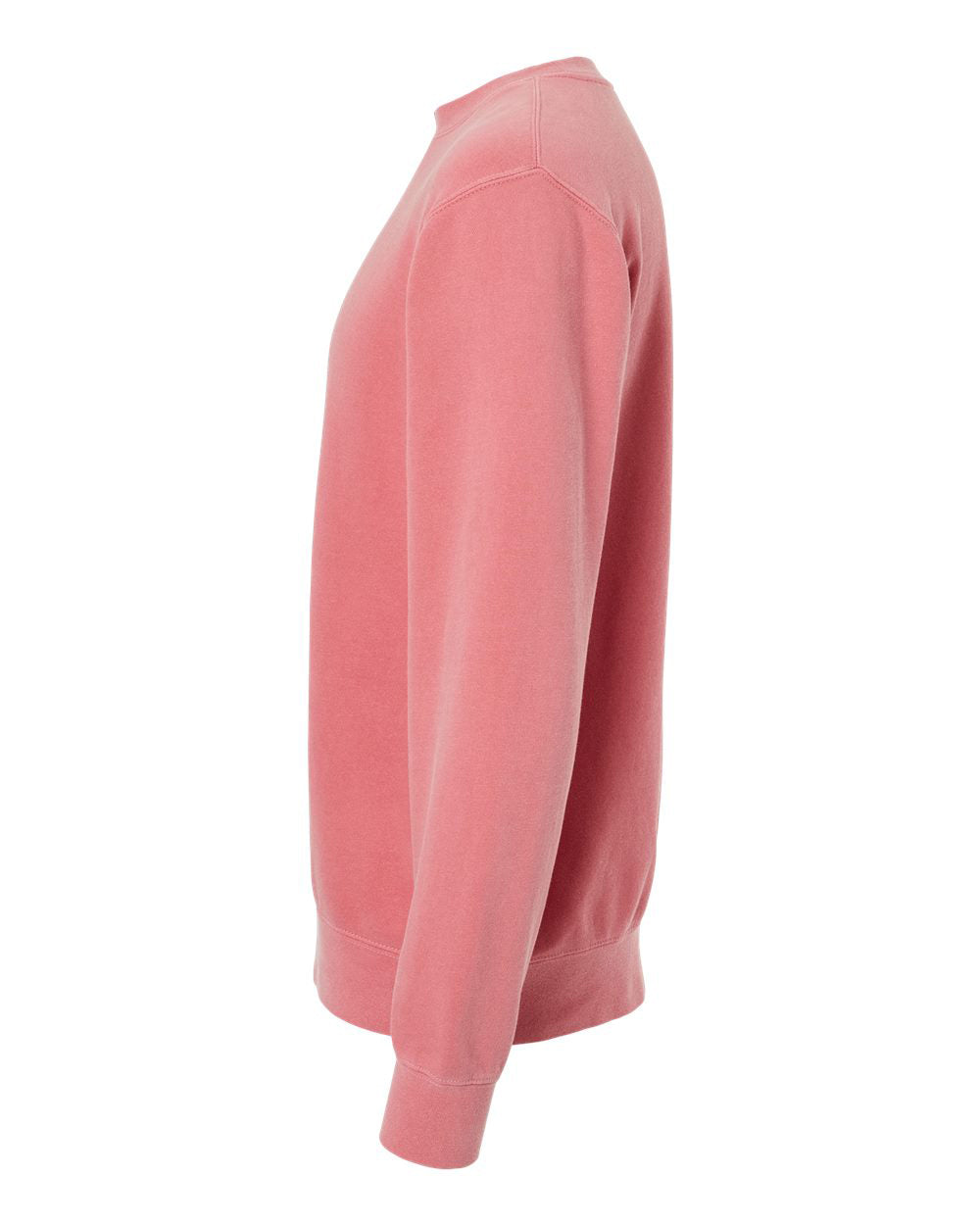 Independent Trading Company 9oz. Unisex Midweight Pigment Dye Crew in Pink — side view