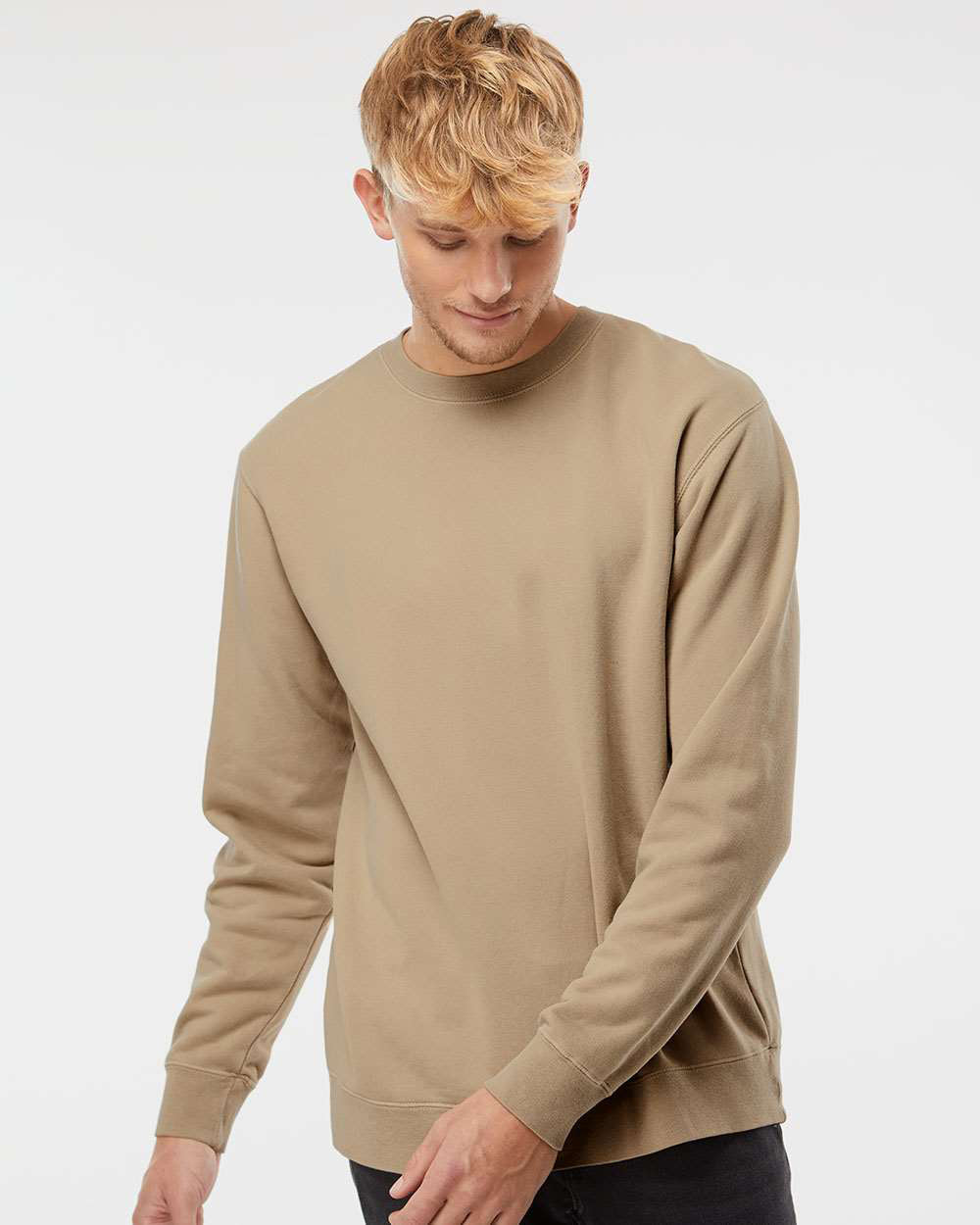 Independent Trading Company 9oz. Unisex Midweight Pigment Dye Crew — front view (2)