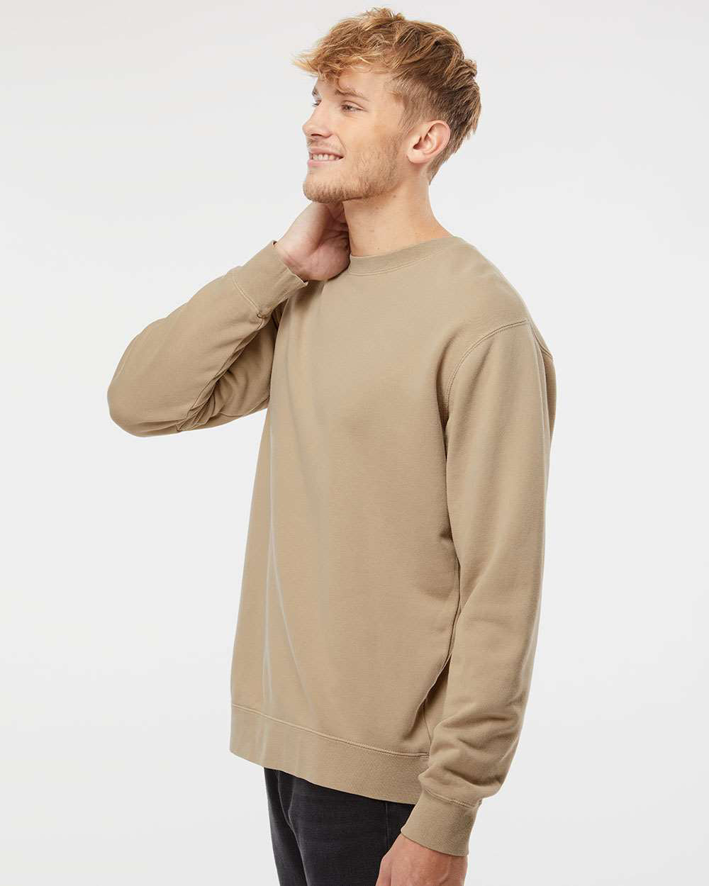 Independent Trading Company 9oz. Unisex Midweight Pigment Dye Crew — side view (2)