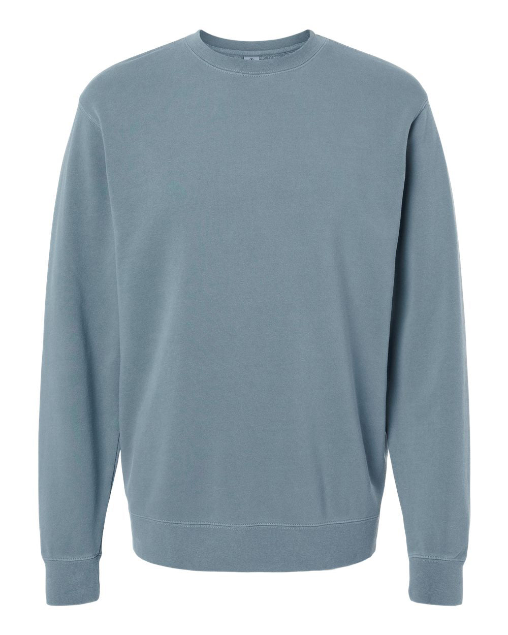Independent Trading Company 9oz. Unisex Midweight Pigment Dye Crew in Slate Blue — front view