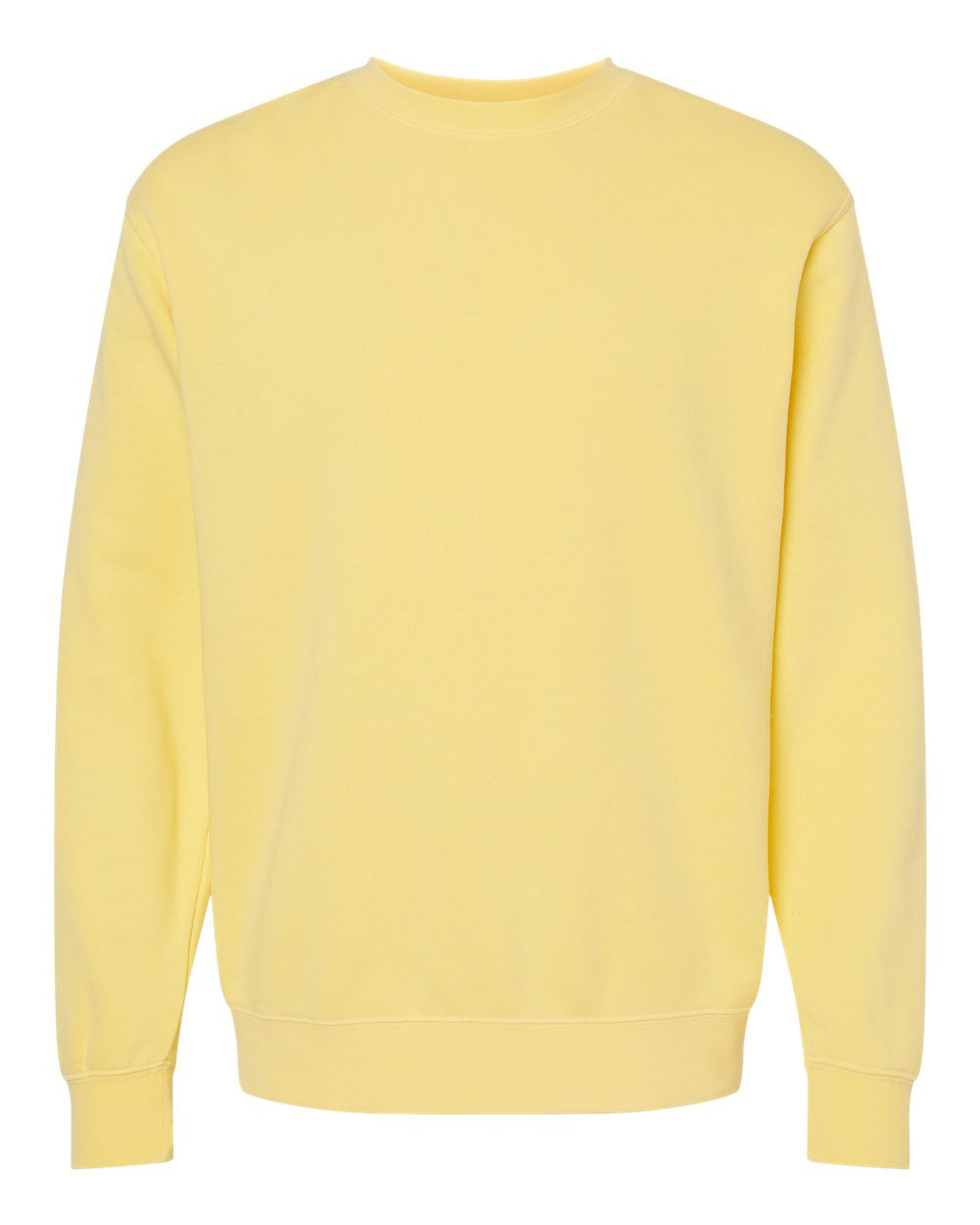 Independent Trading Company 9oz. Unisex Midweight Pigment Dye Crew in Yellow — front view