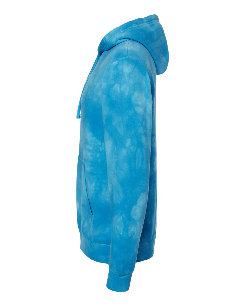 Independent Trading Company 9oz. Unisex Midweight Tie Dye Pullover Hood in Aqua Blue — side view (2)