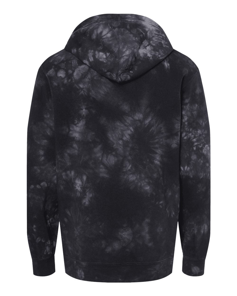 Independent Trading Company 9oz. Unisex Midweight Tie Dye Pullover Hood in Black — back view