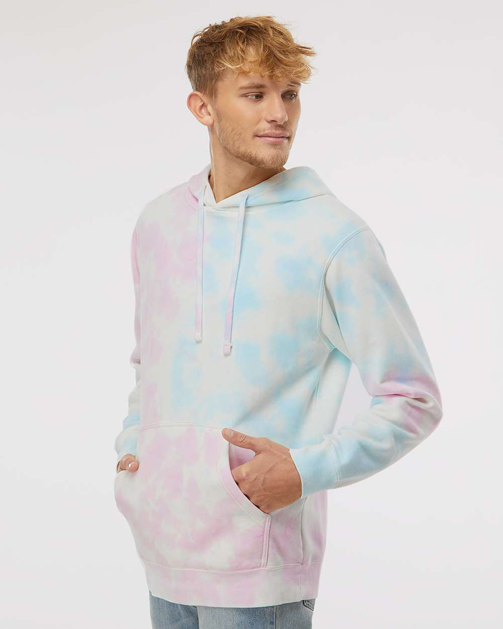 Independent Trading Company 9oz. Unisex Midweight Tie Dye Pullover Hood — side view (2)