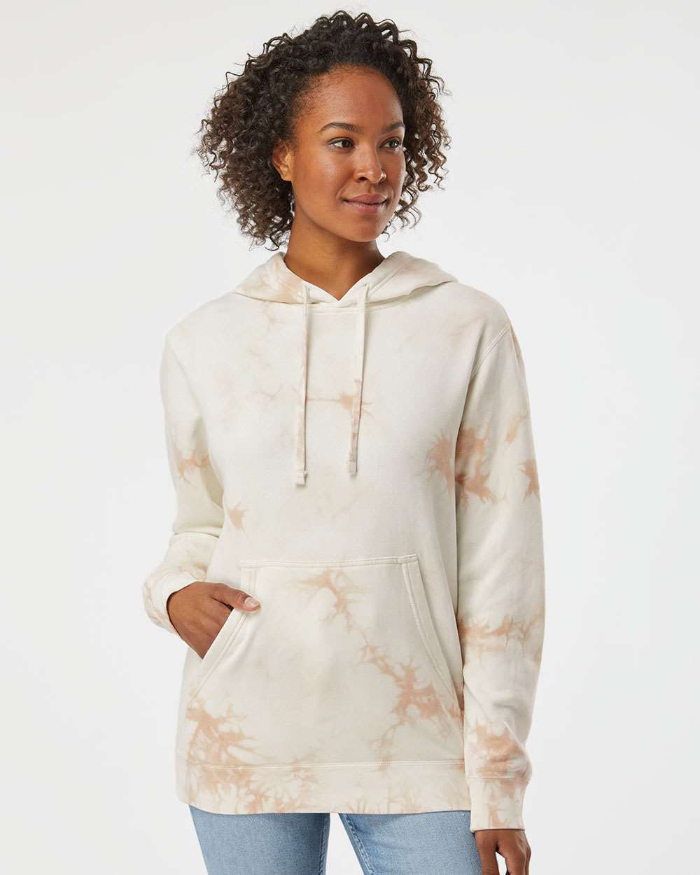 Independent Trading Company 9oz. Unisex Midweight Tie Dye Pullover Hood in Pink — front view (2)