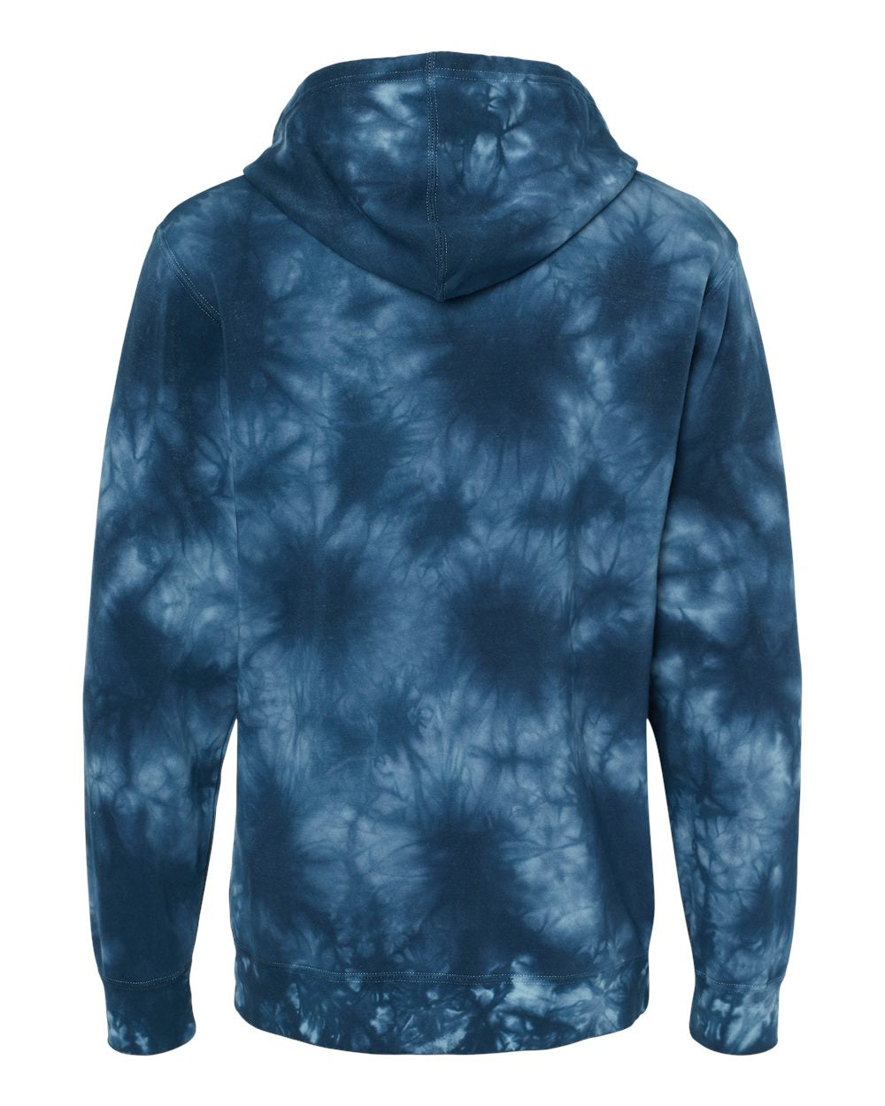 Independent Trading Company 9oz. Unisex Midweight Tie Dye Pullover Hood in Navy — back view