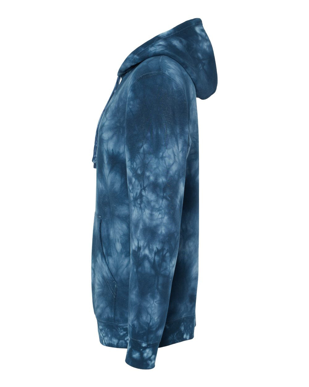 Independent Trading Company 9oz. Unisex Midweight Tie Dye Pullover Hood in Navy — side view