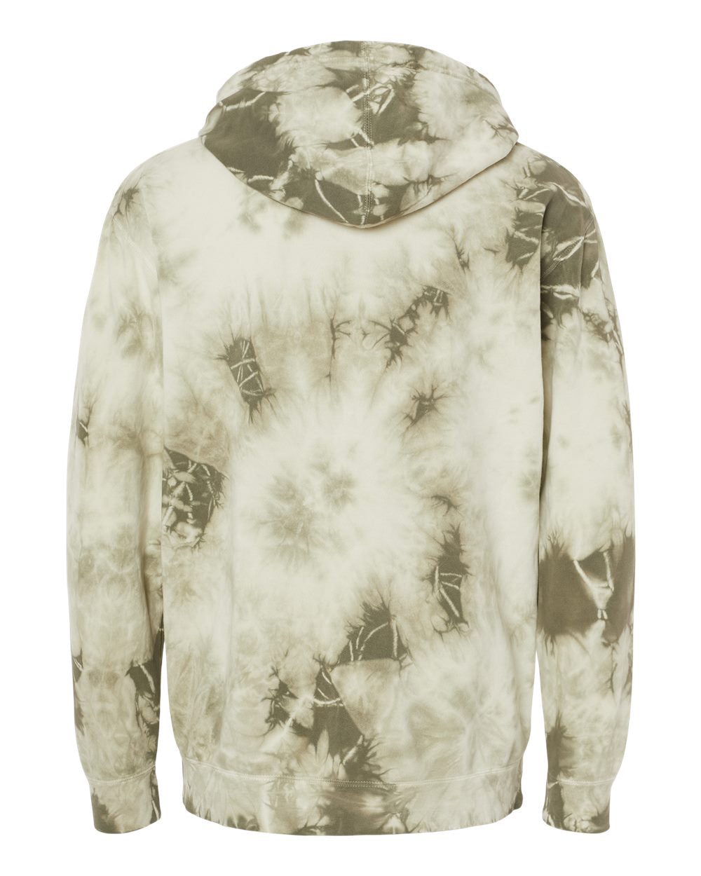 Independent Trading Company 9oz. Unisex Midweight Tie Dye Pullover Hood in Olive — back view