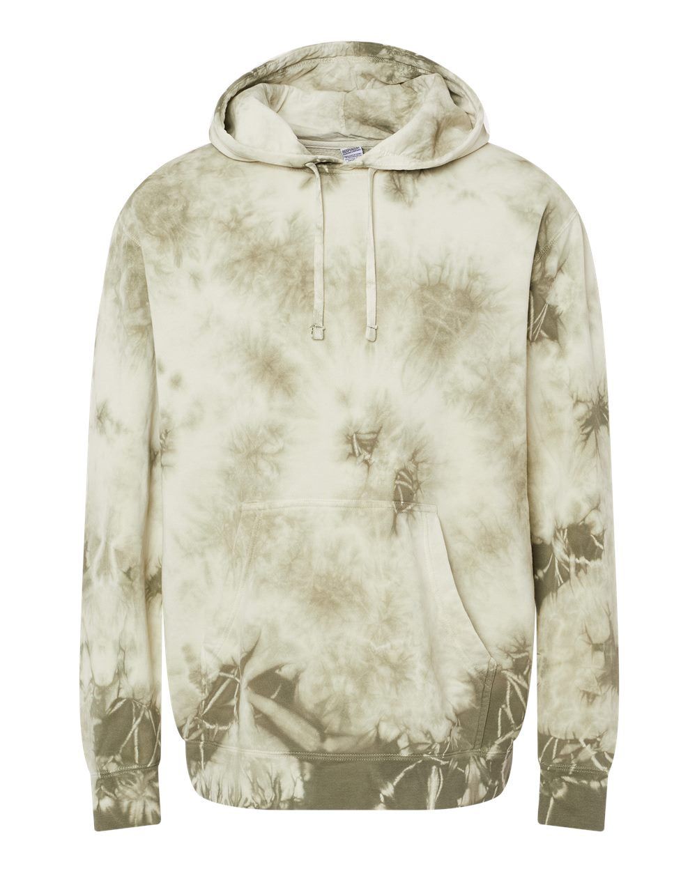 Independent Trading Company 9oz. Unisex Midweight Tie Dye Pullover Hood in Olive — front view