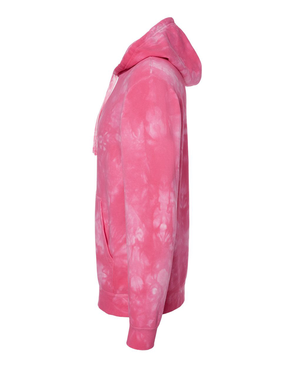 Independent Trading Company 9oz. Unisex Midweight Tie Dye Pullover Hood in Pink — side view (3)