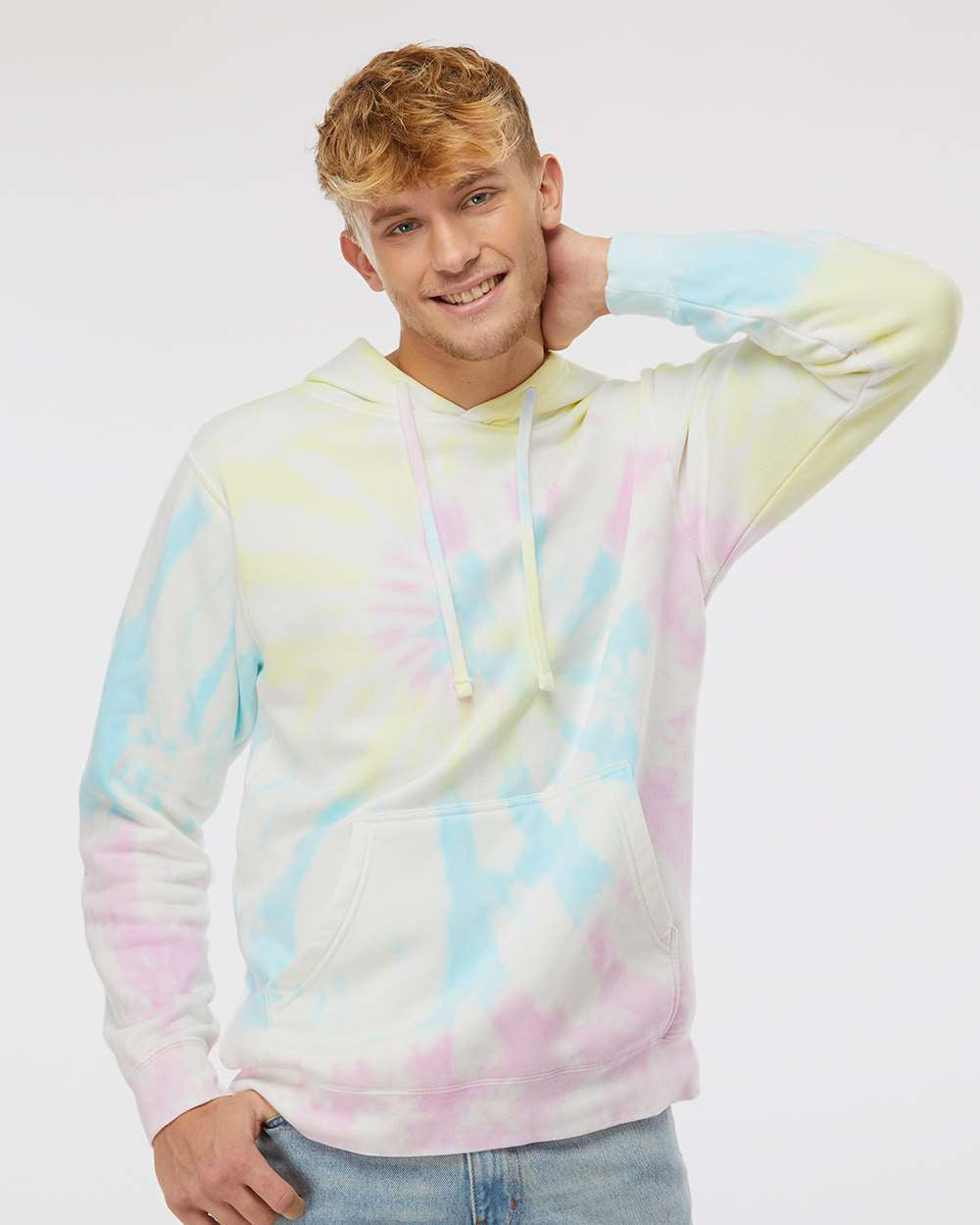 Independent Trading Company 9oz. Unisex Midweight Tie Dye Pullover Hood — front view (4)