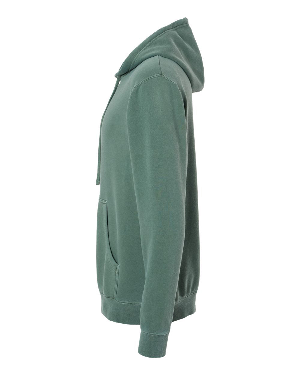 Independent Trading Company 9oz. Unisex Midweight Pigment Dye Pullover Hood in Green — side view