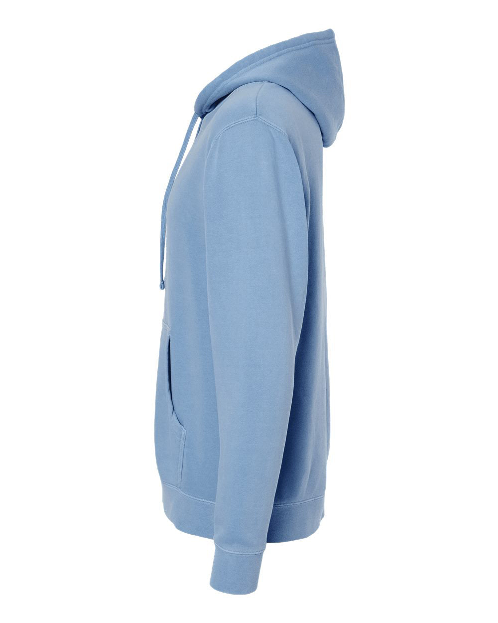 Independent Trading Company 9oz. Unisex Midweight Pigment Dye Pullover Hood in Blue — side view