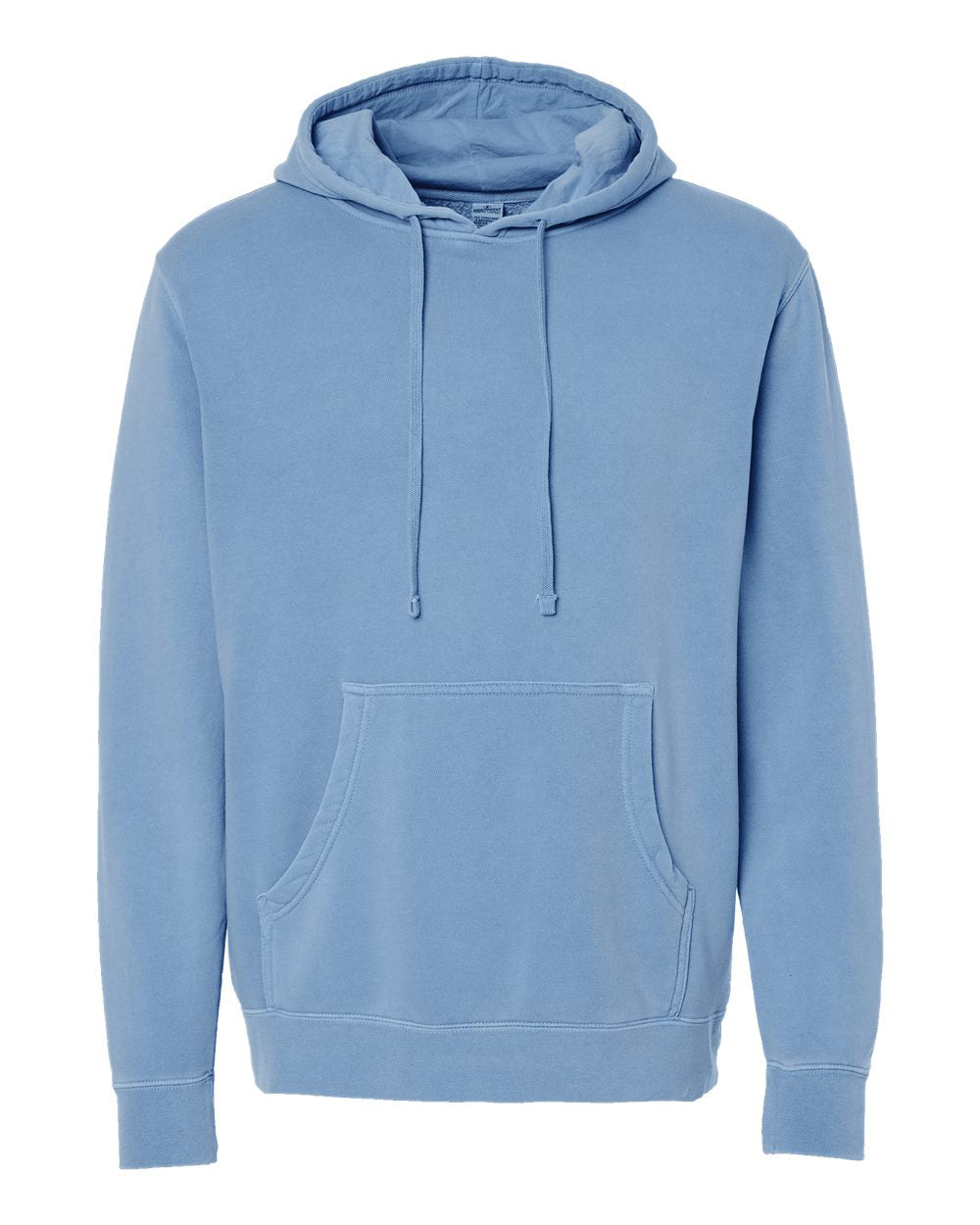 Independent Trading Company 9oz. Unisex Midweight Pigment Dye Pullover Hood in Blue — front view