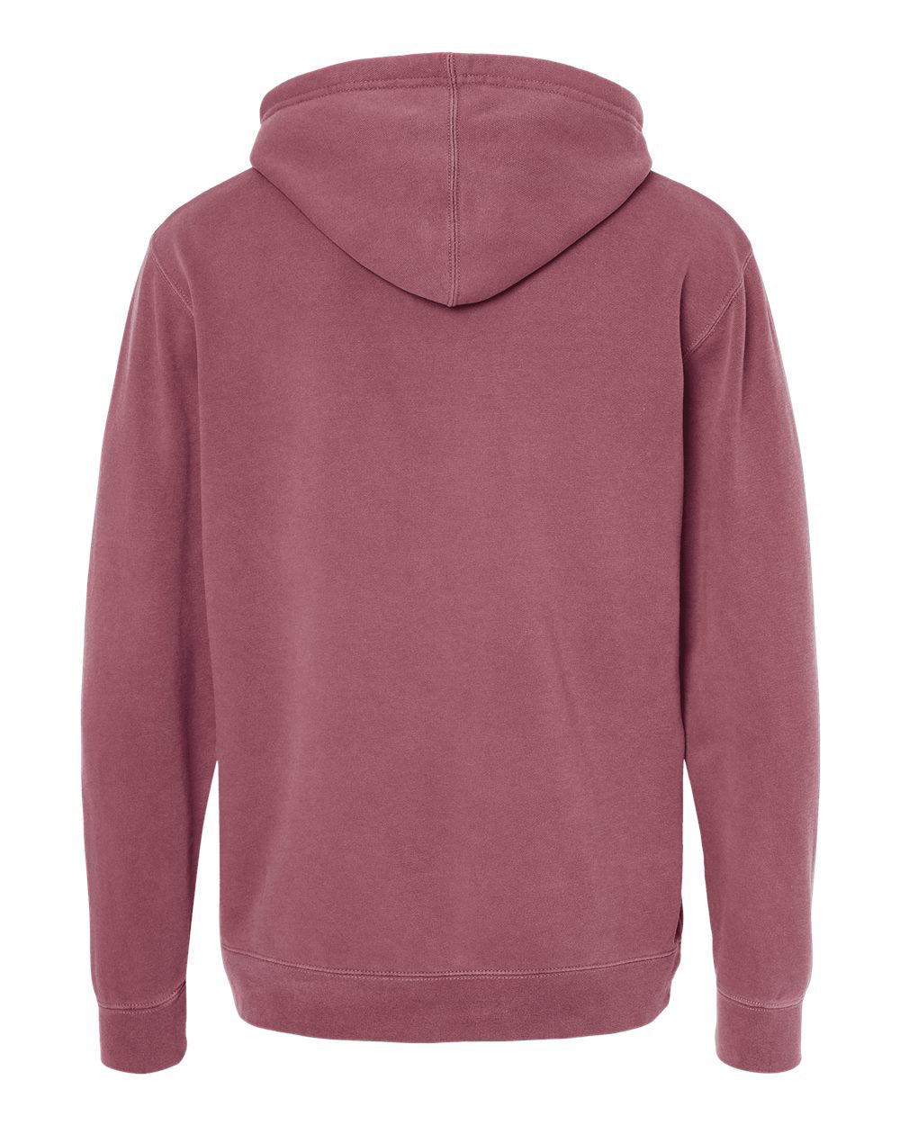 Independent Trading Company 9oz. Unisex Midweight Pigment Dye Pullover Hood in Maroon — back view (2)