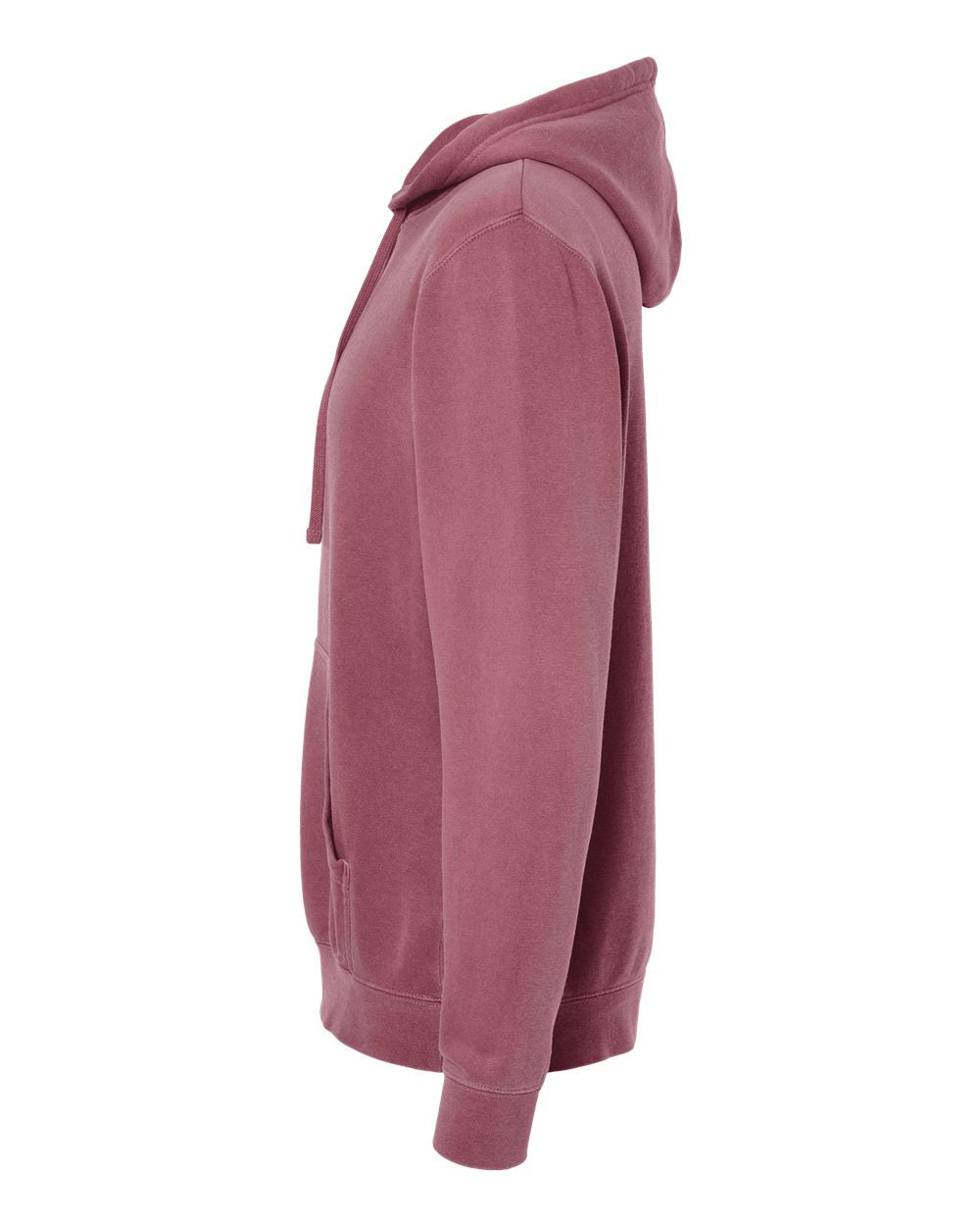 Independent Trading Company 9oz. Unisex Midweight Pigment Dye Pullover Hood in Maroon — side view (2)