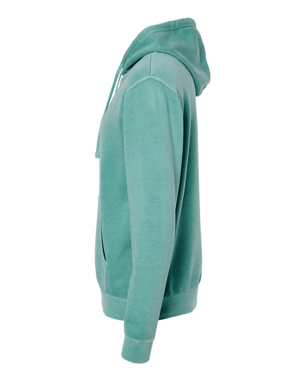 Independent Trading Company 9oz. Unisex Midweight Pigment Dye Pullover Hood in Mint — side view