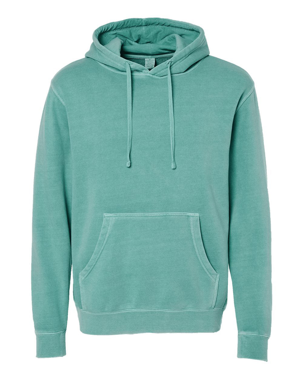 Independent Trading Company 9oz. Unisex Midweight Pigment Dye Pullover Hood in Mint — front view
