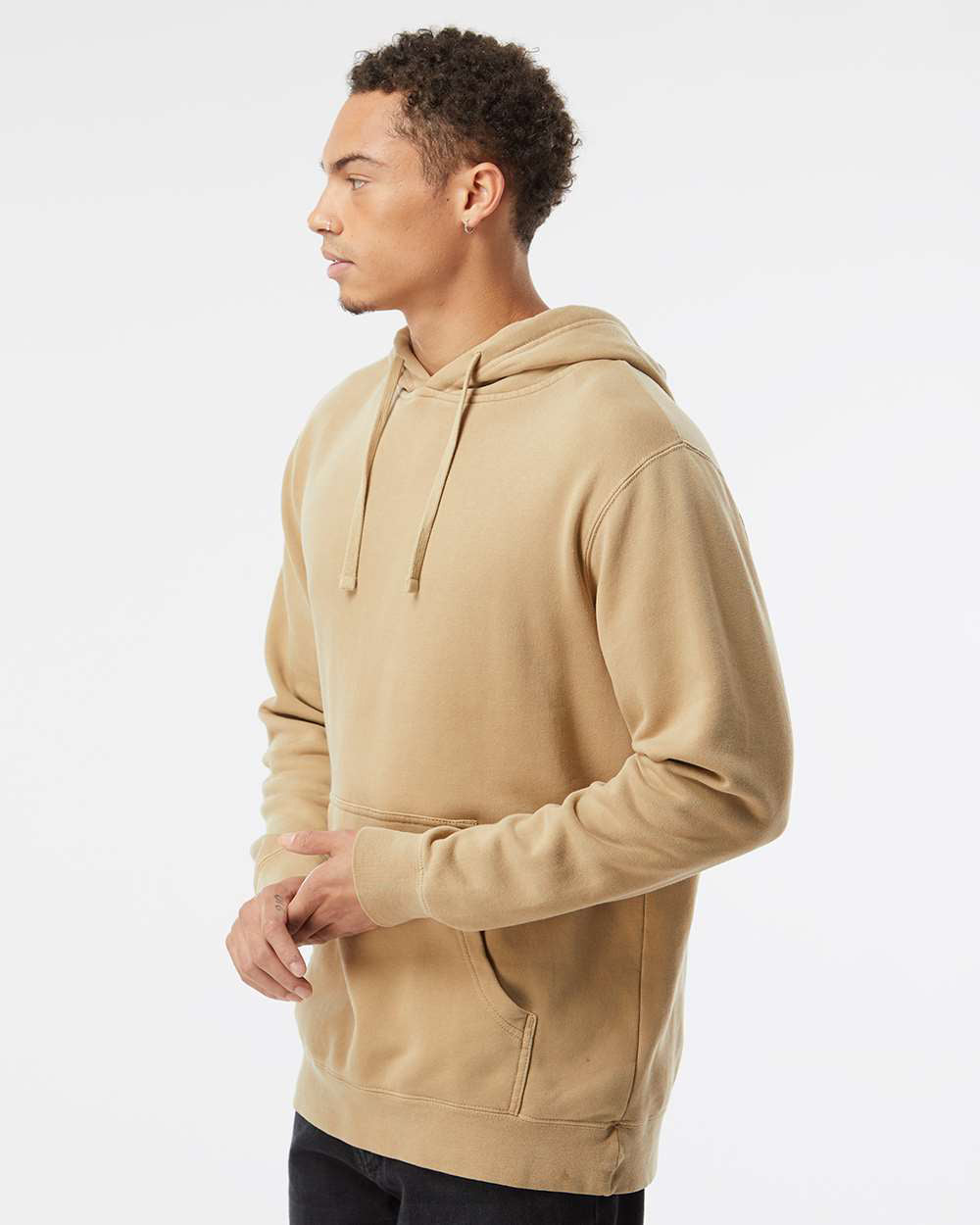 Independent Trading Company 9oz. Unisex Midweight Pigment Dye Pullover Hood — side view (2)