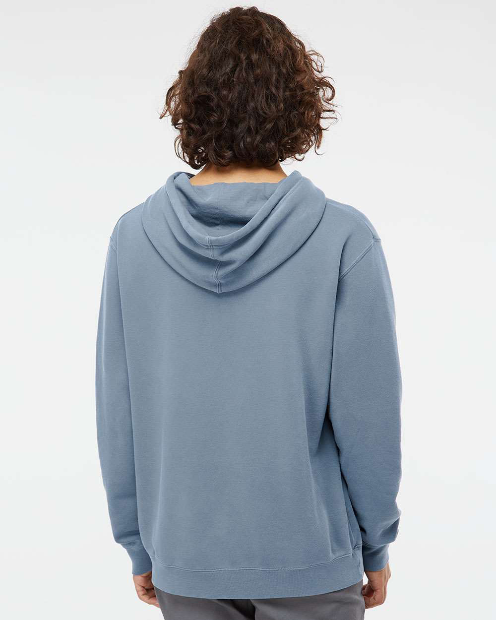 Independent Trading Company 9oz. Unisex Midweight Pigment Dye Pullover Hood in Slate Blue — back view (2)
