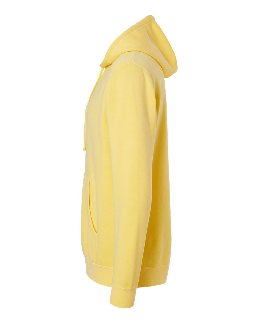 Independent Trading Company 9oz. Unisex Midweight Pigment Dye Pullover Hood in Yellow — side view