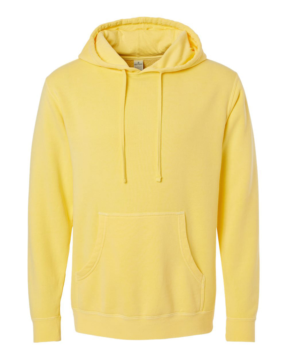Independent Trading Company 9oz. Unisex Midweight Pigment Dye Pullover Hood in Yellow — front view