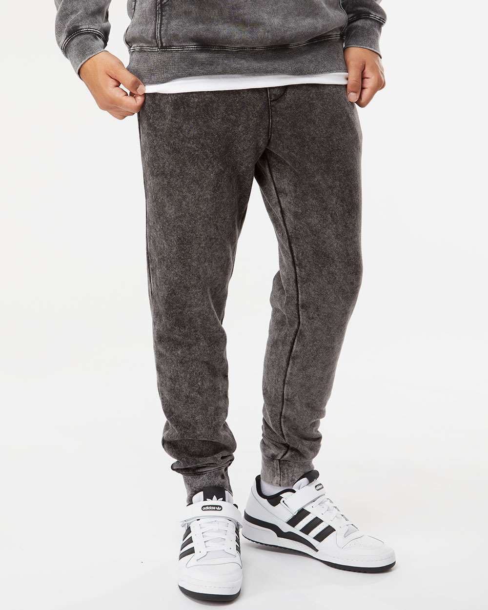 Independent Trading Company 9oz. Mens Mineral Wash Pant in Black — front view