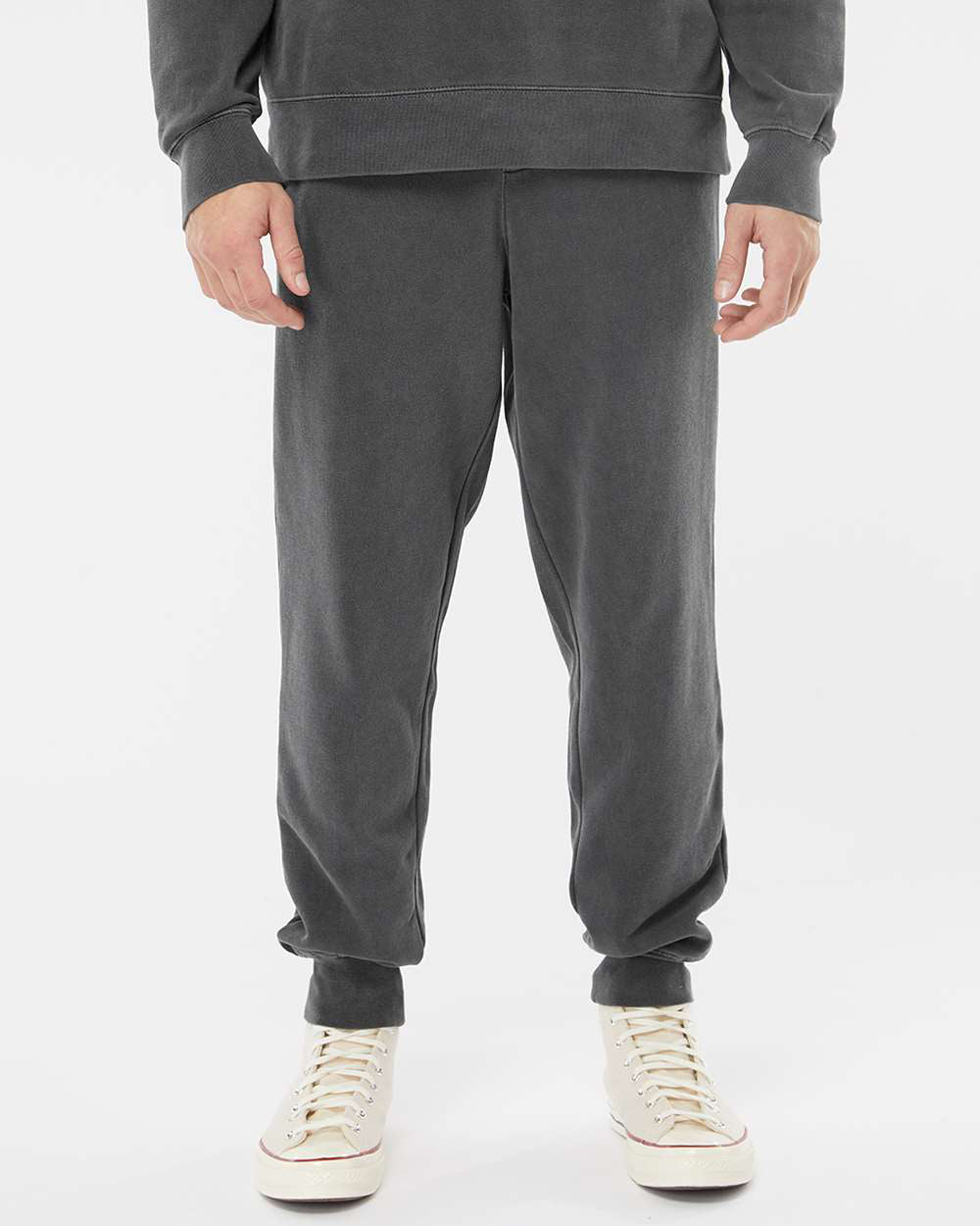 Independent Trading Company 9oz. Mens Pigment Dye Pant in Black — front view