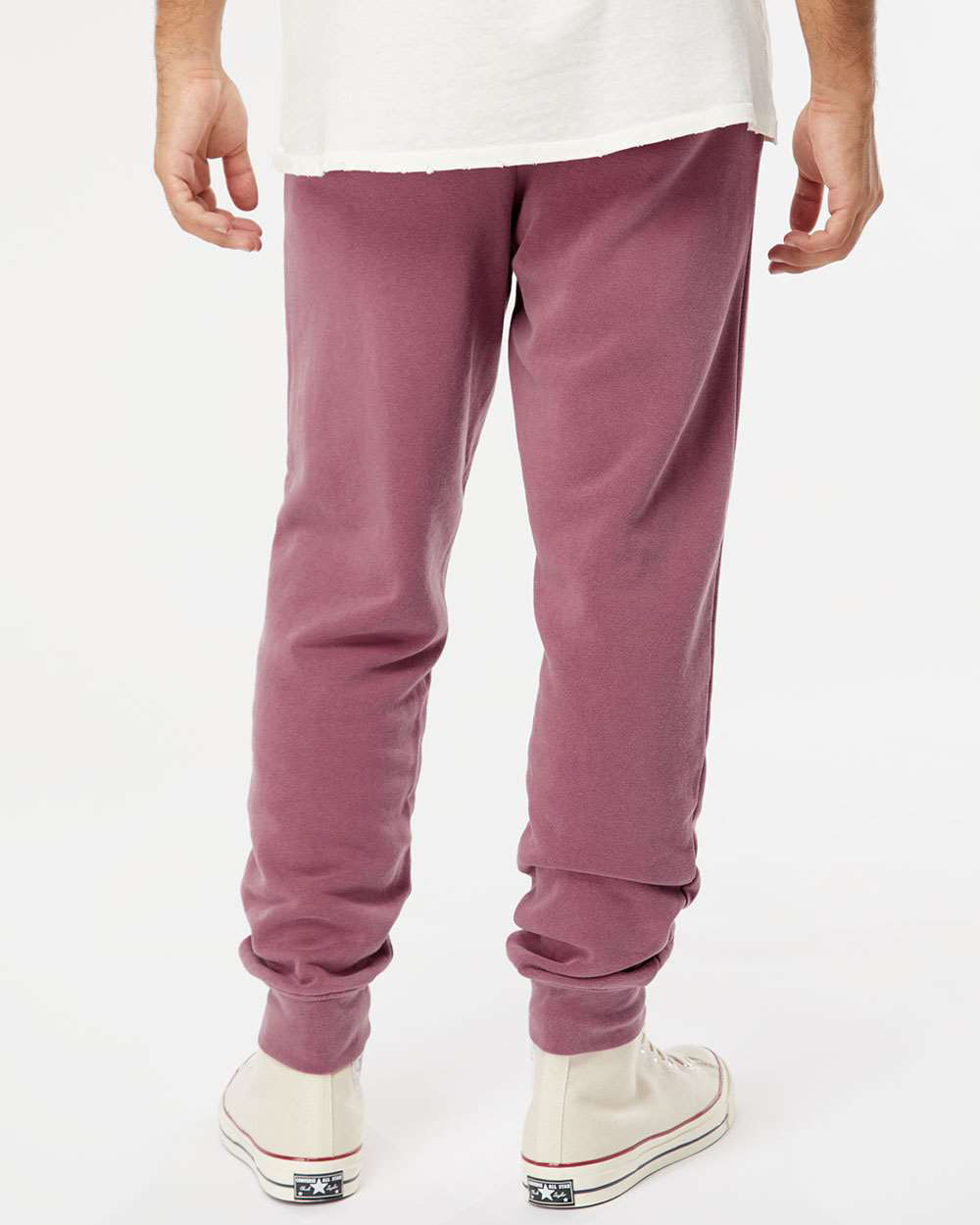 Independent Trading Company 9oz. Mens Pigment Dye Pant in Maroon — back view
