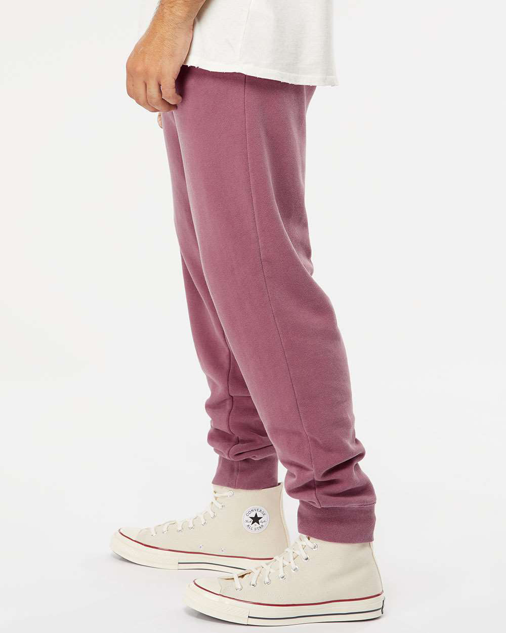Independent Trading Company 9oz. Mens Pigment Dye Pant in Maroon — side view