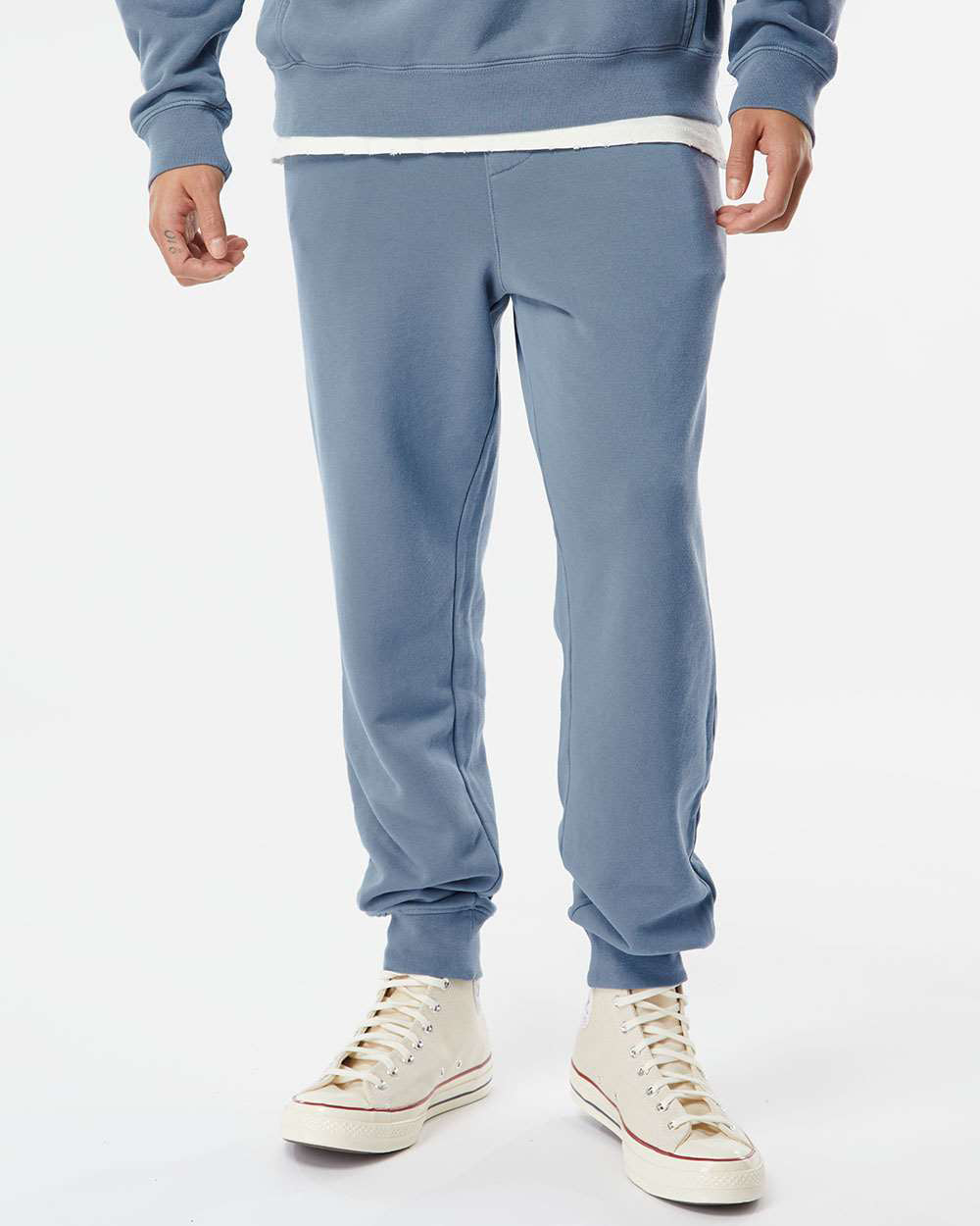Independent Trading Company 9oz. Mens Pigment Dye Pant in Slate Blue — front view