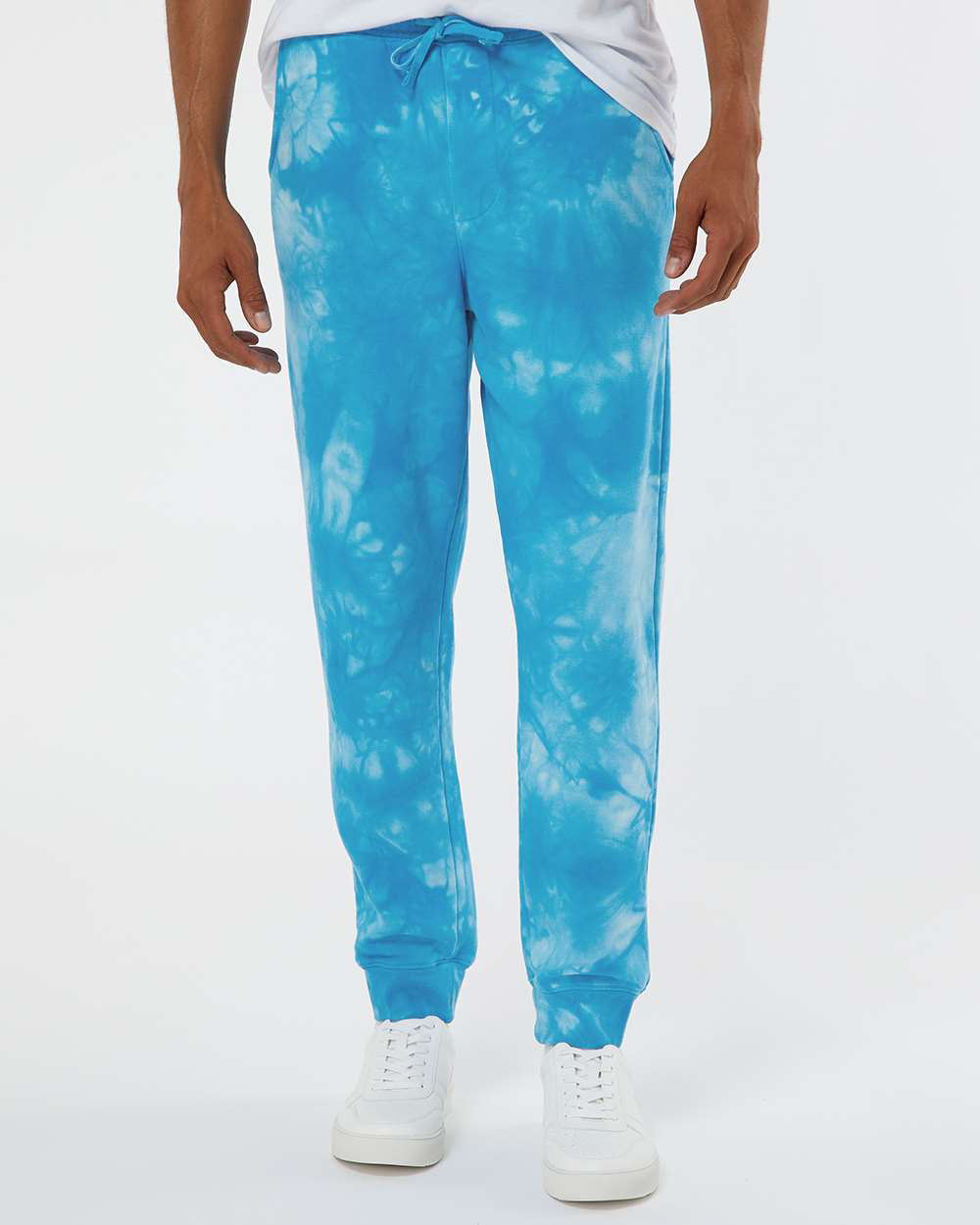 Independent Trading Company 9oz. Mens Tie Dye Pant in Aqua Blue — front view