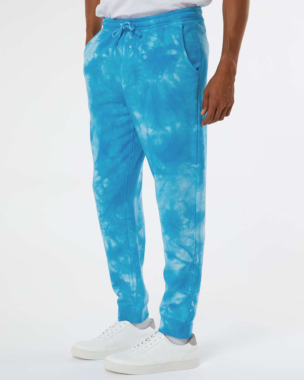 Independent Trading Company 9oz. Mens Tie Dye Pant in Aqua Blue — side view