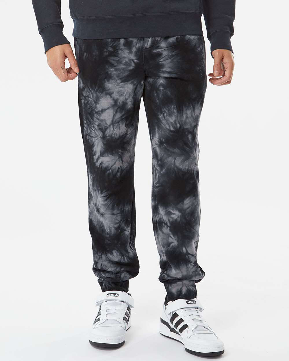 Independent Trading Company 9oz. Mens Tie Dye Pant in Black — front view