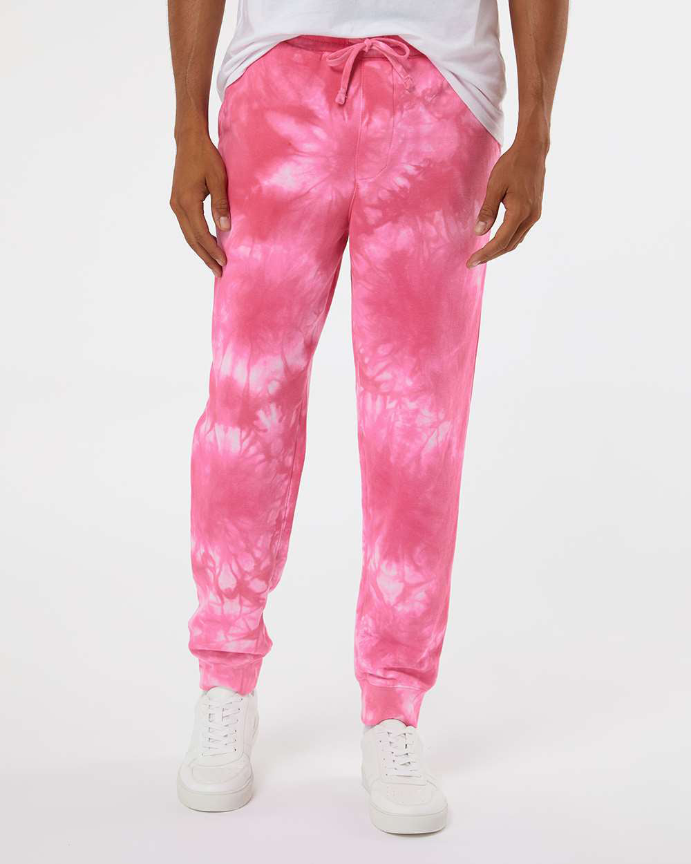 Independent Trading Company 9oz. Mens Tie Dye Pant in Pink — front view