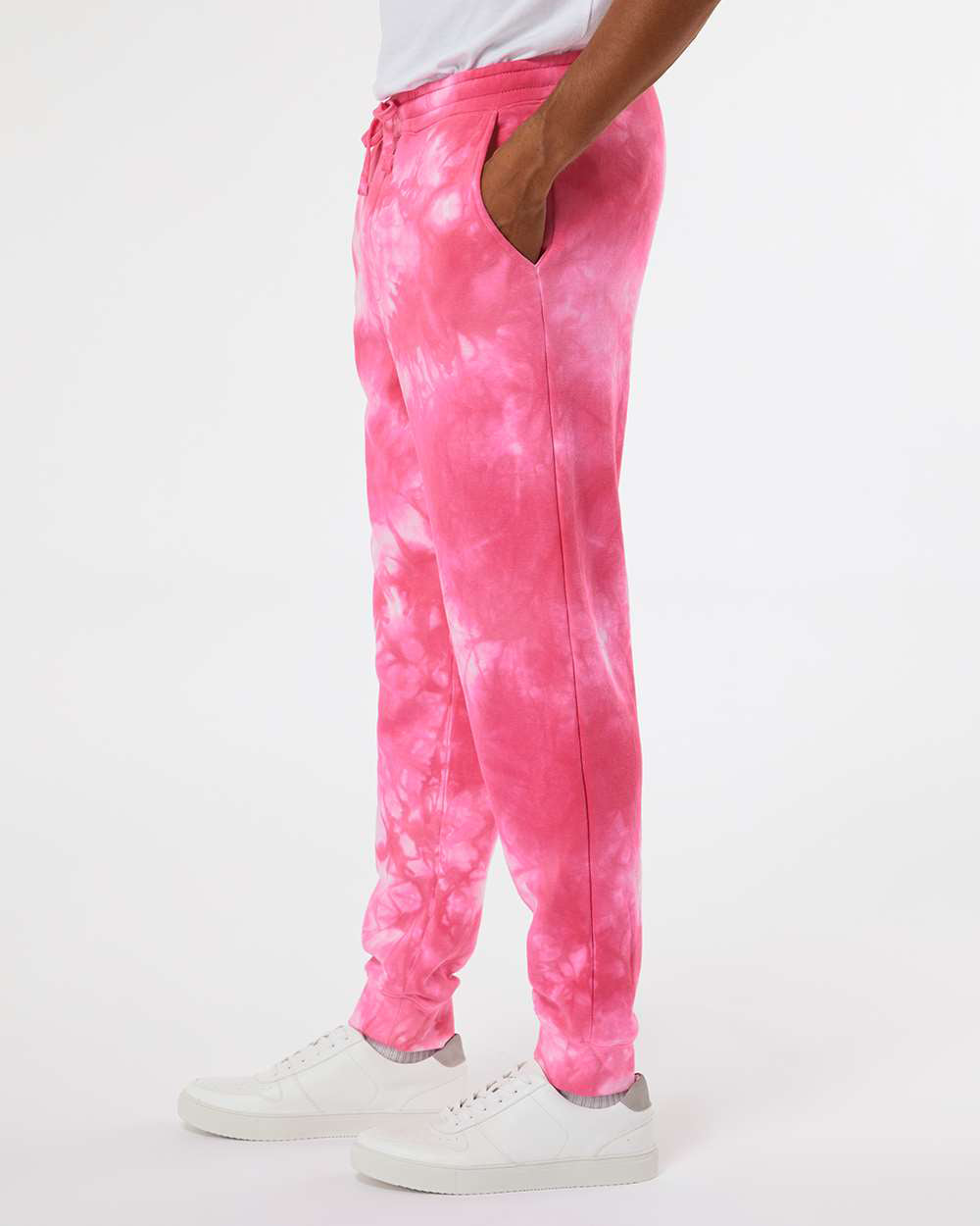 Independent Trading Company 9oz. Mens Tie Dye Pant in Pink — side view