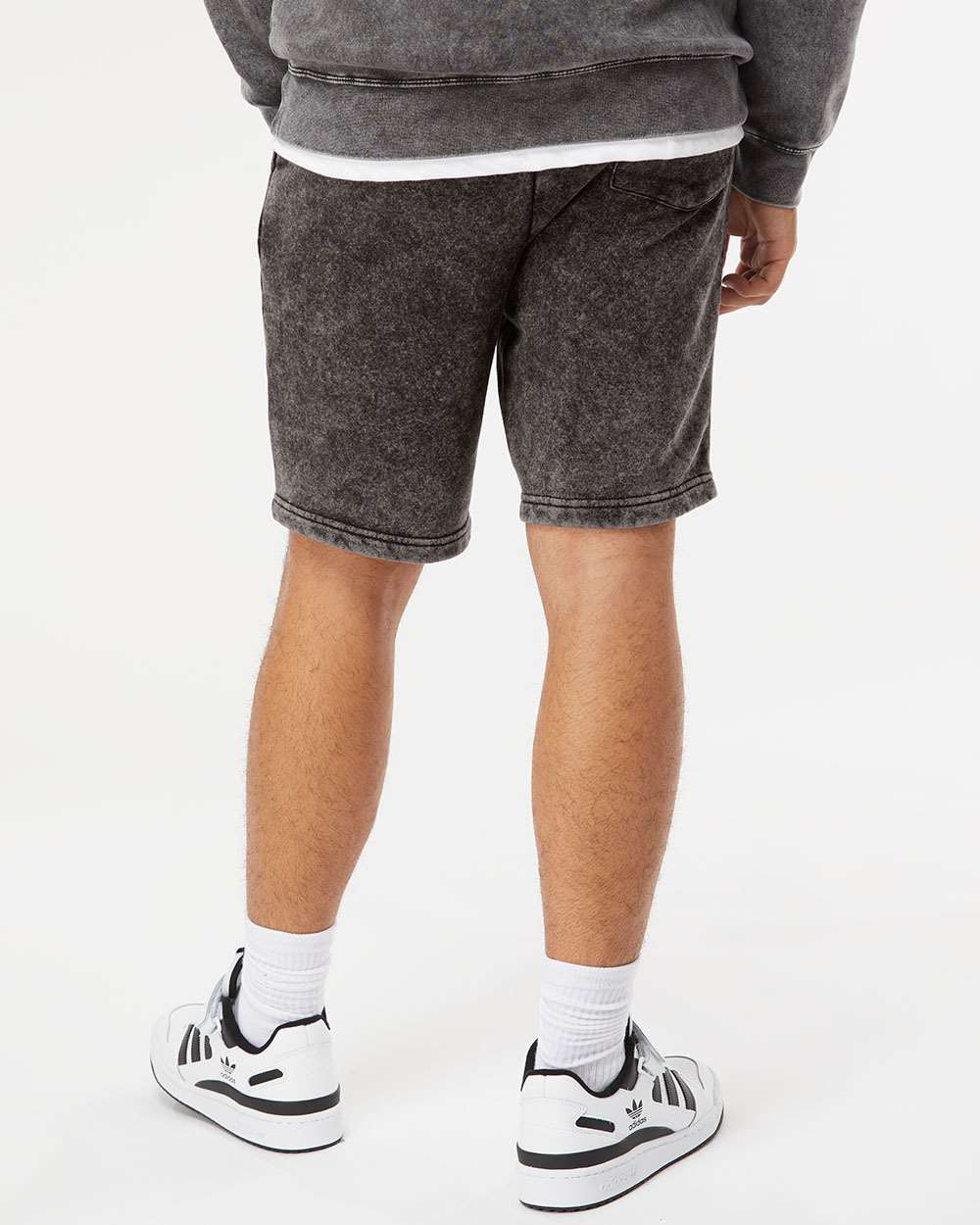 Independent Trading Company 9oz. Mens Mineral Wash Short in Black — back view