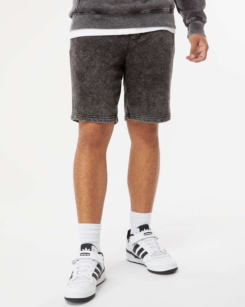 Independent Trading Company 9oz. Mens Mineral Wash Short in Black — front view (2)
