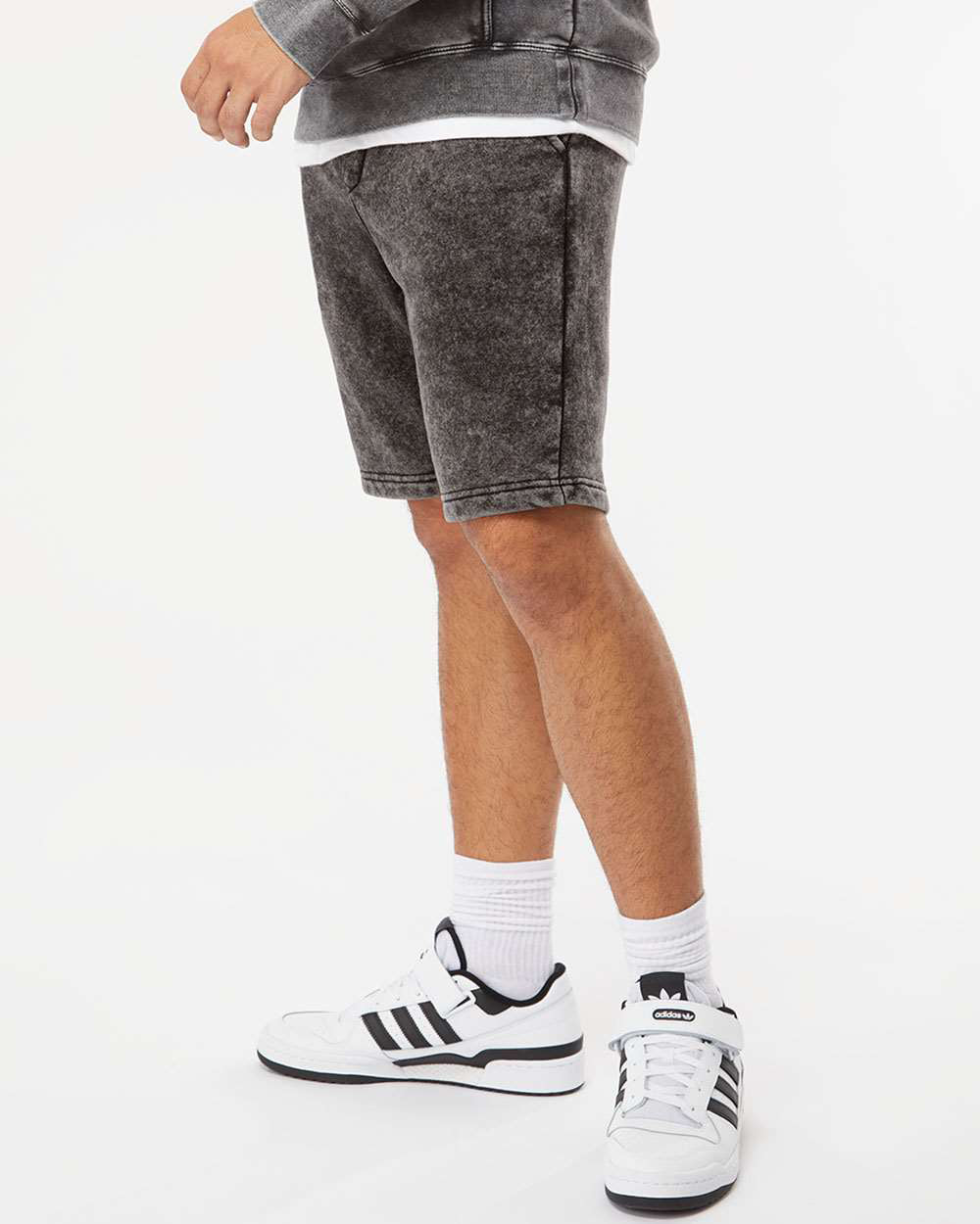 Independent Trading Company 9oz. Mens Mineral Wash Short in Black — side view