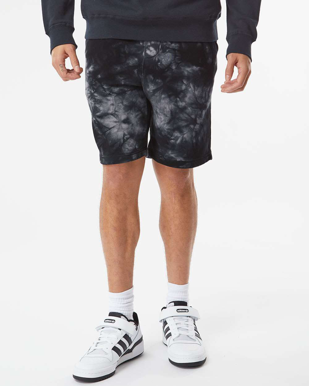 Independent Trading Company 9oz. Mens Tie Dye Short in Black — front view
