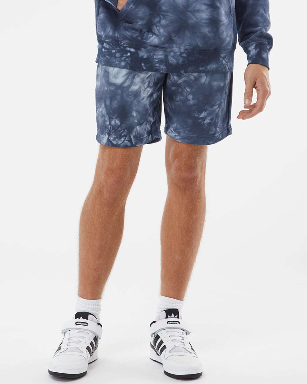 Independent Trading Company 9oz. Mens Tie Dye Short in Navy — front view (2)