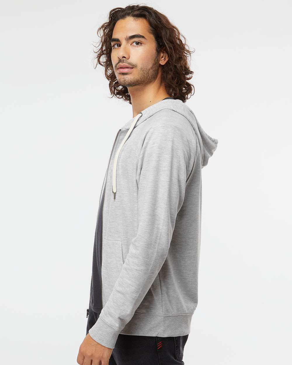 Unisex Lightweight Loopback Terry Zip Hood
