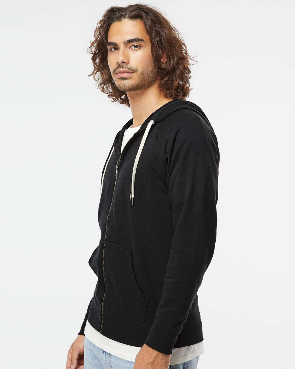Unisex Lightweight Loopback Terry Zip Hood