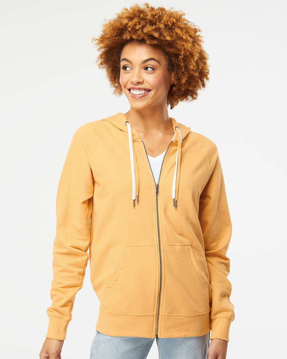 Unisex Lightweight Loopback Terry Zip Hood