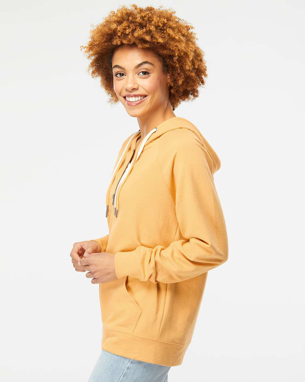 Unisex Lightweight Loopback Terry Zip Hood