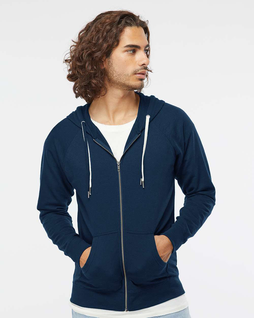 Unisex Lightweight Loopback Terry Zip Hood