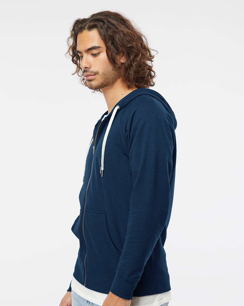 Unisex Lightweight Loopback Terry Zip Hood