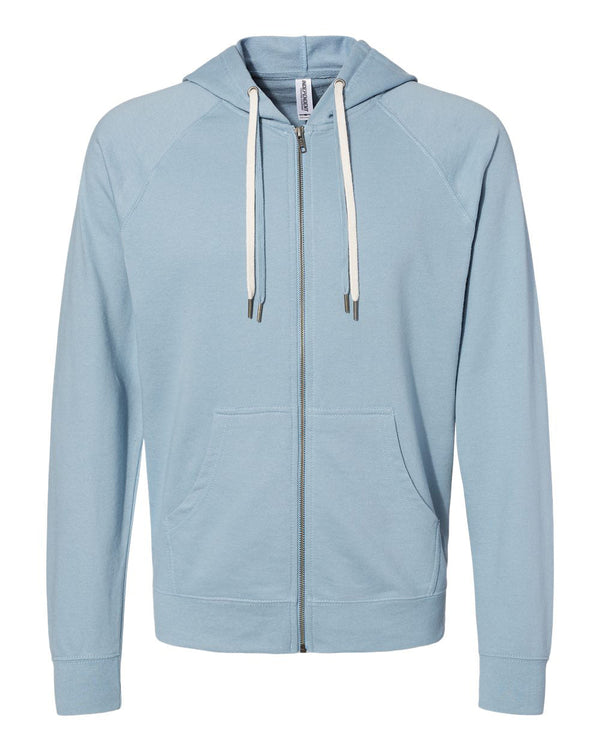 Unisex Lightweight Loopback Terry Zip Hood