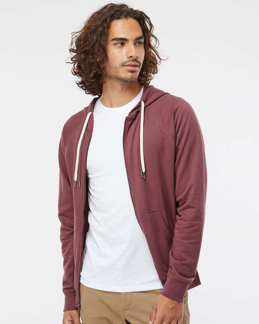 Unisex Lightweight Loopback Terry Zip Hood